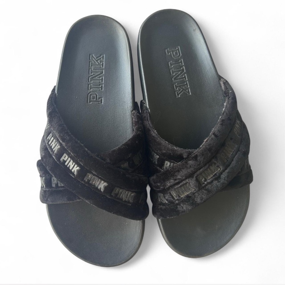 Black PINK Slide Sandals